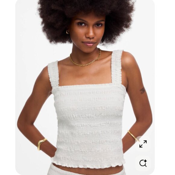 Madewell Poplin Smocked Tank Top NWT in White Large - Picture 12 of 12